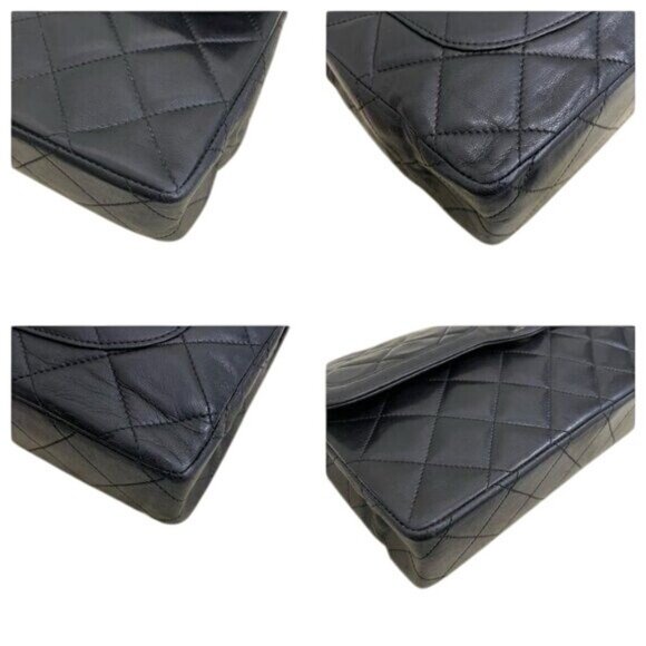 Authentic CHANEL CC Paris Limited Double Flap Bag Lambskin Matelasse Chain Black - Picture 10 of 14